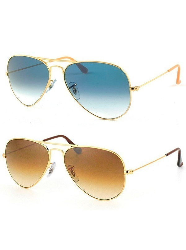 Óculos de Sol Estilo Aviador Azul Degrade + Marrom Degrade